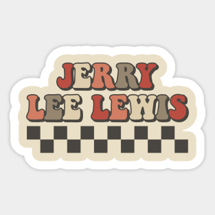 Jerry Lee Lewis Checkered Retro Groovy Style Sticker